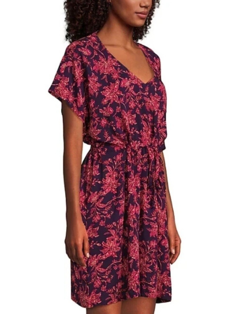 NWOT Lands' End 100% Modal Floral V-neckline Short Swim Cover-Up Size  XL/XXL